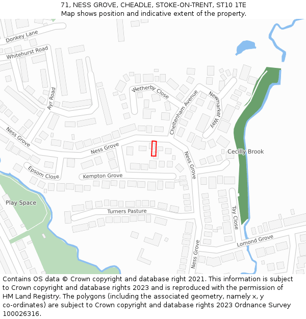 71, NESS GROVE, CHEADLE, STOKE-ON-TRENT, ST10 1TE: Location map and indicative extent of plot