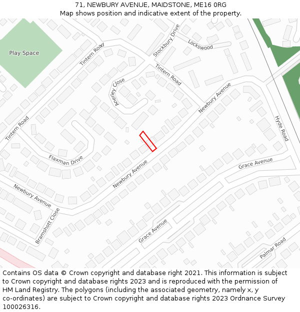 71, NEWBURY AVENUE, MAIDSTONE, ME16 0RG: Location map and indicative extent of plot