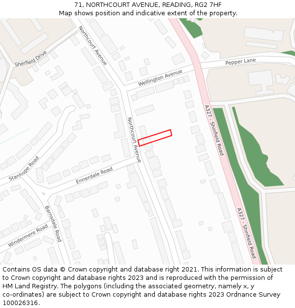 71, NORTHCOURT AVENUE, READING, RG2 7HF: Location map and indicative extent of plot