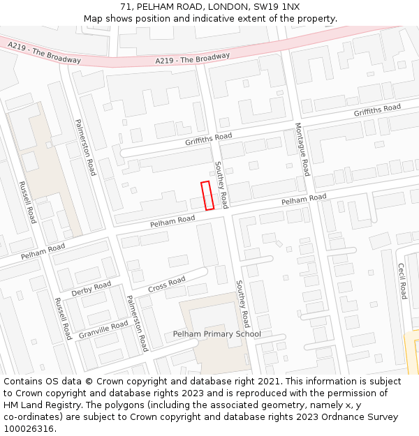 71, PELHAM ROAD, LONDON, SW19 1NX: Location map and indicative extent of plot