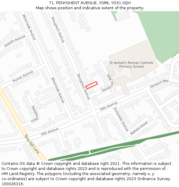 71, PENYGHENT AVENUE, YORK, YO31 0QH: Location map and indicative extent of plot