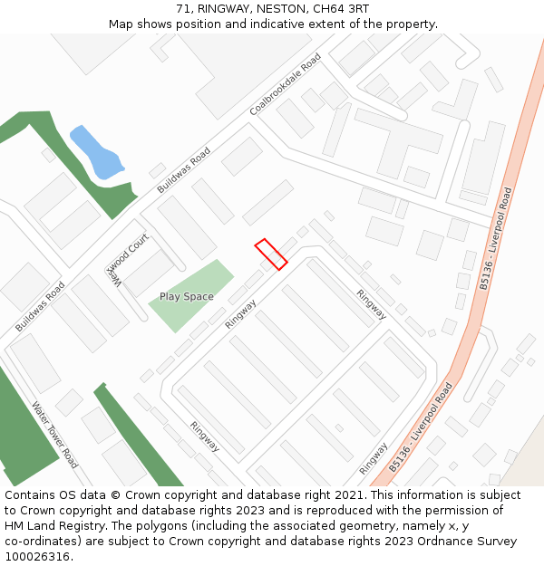 71, RINGWAY, NESTON, CH64 3RT: Location map and indicative extent of plot