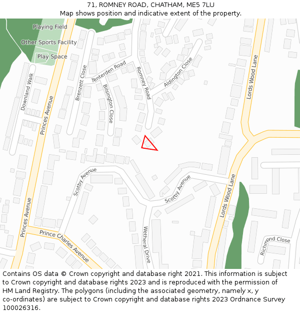 71, ROMNEY ROAD, CHATHAM, ME5 7LU: Location map and indicative extent of plot