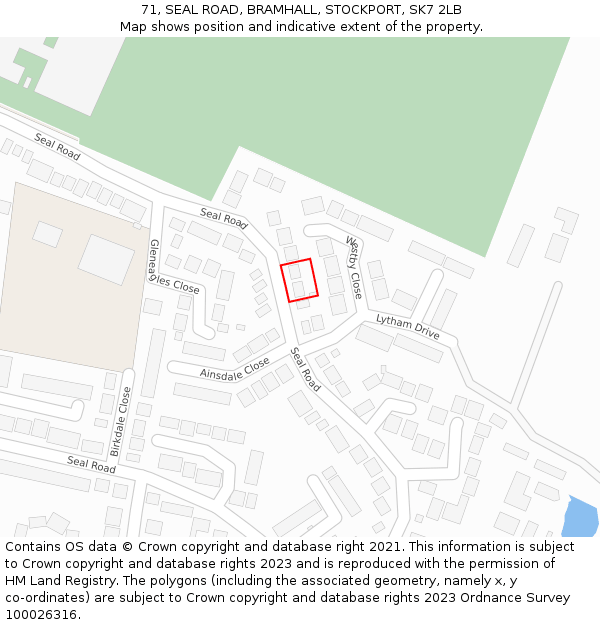 71, SEAL ROAD, BRAMHALL, STOCKPORT, SK7 2LB: Location map and indicative extent of plot