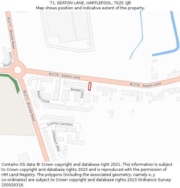 71, SEATON LANE, HARTLEPOOL, TS25 1JB: Location map and indicative extent of plot