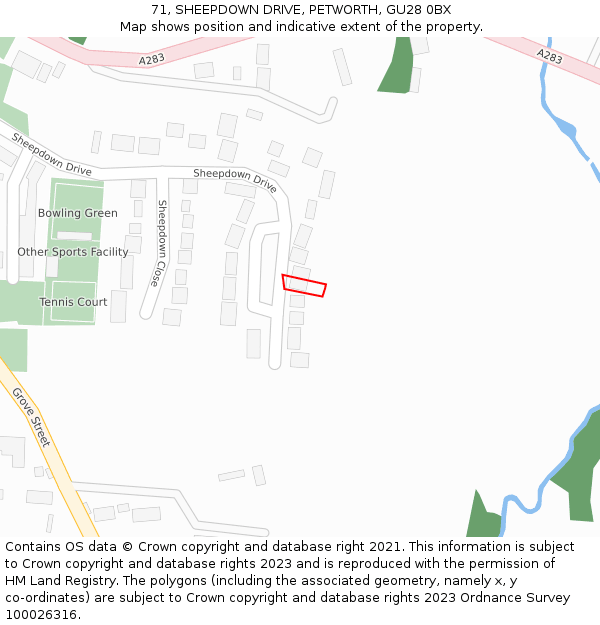 71, SHEEPDOWN DRIVE, PETWORTH, GU28 0BX: Location map and indicative extent of plot