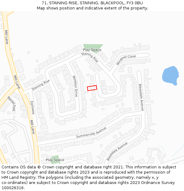 71, STAINING RISE, STAINING, BLACKPOOL, FY3 0BU: Location map and indicative extent of plot