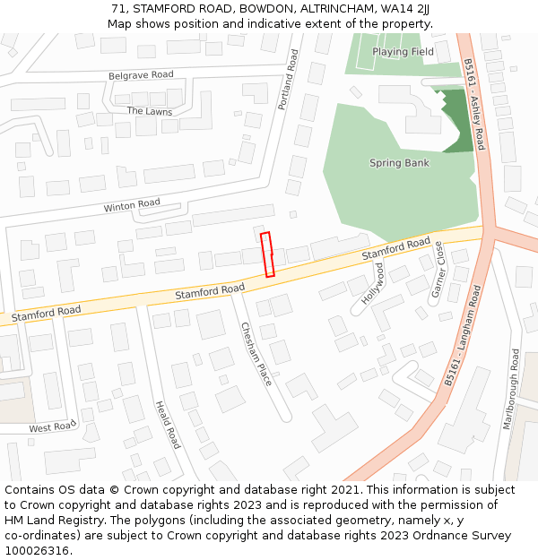 71, STAMFORD ROAD, BOWDON, ALTRINCHAM, WA14 2JJ: Location map and indicative extent of plot