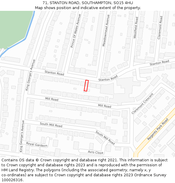 71, STANTON ROAD, SOUTHAMPTON, SO15 4HU: Location map and indicative extent of plot