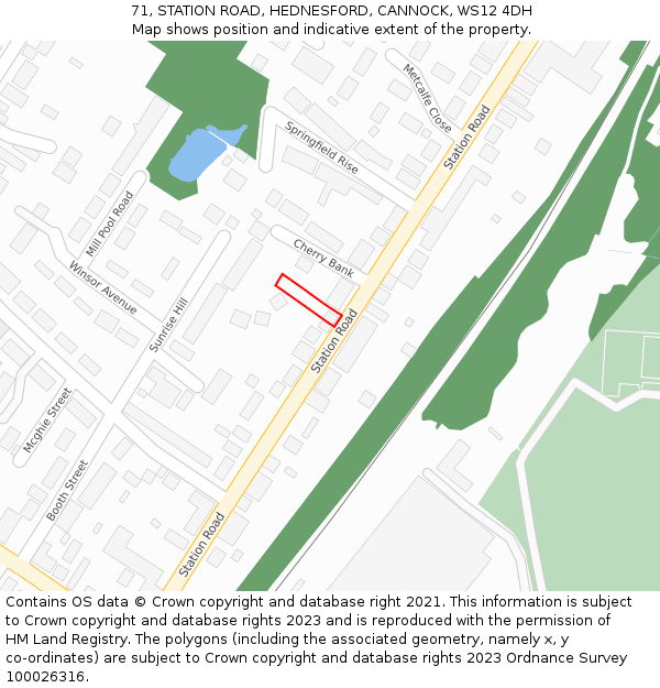 71, STATION ROAD, HEDNESFORD, CANNOCK, WS12 4DH: Location map and indicative extent of plot