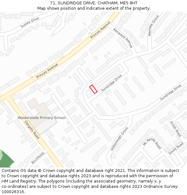 71, SUNDRIDGE DRIVE, CHATHAM, ME5 8HT: Location map and indicative extent of plot