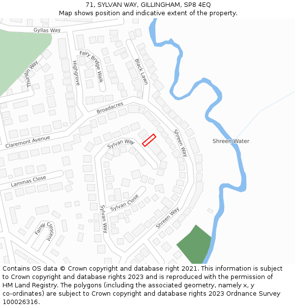 71, SYLVAN WAY, GILLINGHAM, SP8 4EQ: Location map and indicative extent of plot