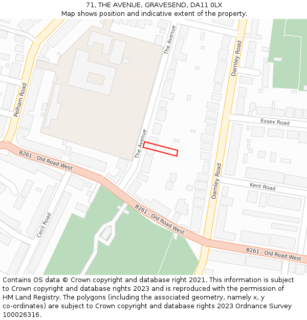 71, THE AVENUE, GRAVESEND, DA11 0LX: Location map and indicative extent of plot