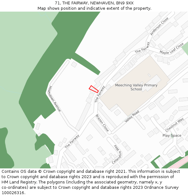 71, THE FAIRWAY, NEWHAVEN, BN9 9XX: Location map and indicative extent of plot