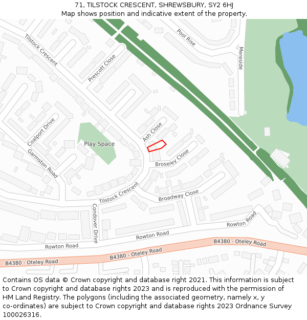 71, TILSTOCK CRESCENT, SHREWSBURY, SY2 6HJ: Location map and indicative extent of plot