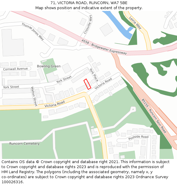 71, VICTORIA ROAD, RUNCORN, WA7 5BE: Location map and indicative extent of plot