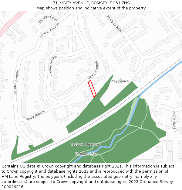 71, VINEY AVENUE, ROMSEY, SO51 7NS: Location map and indicative extent of plot