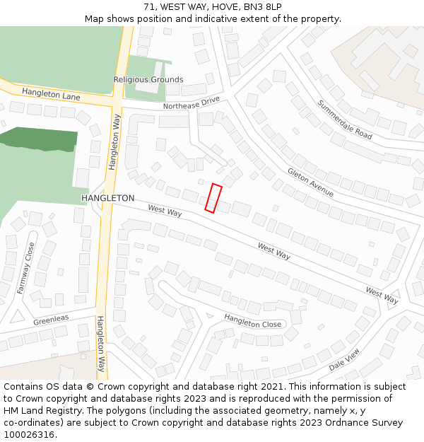 71, WEST WAY, HOVE, BN3 8LP: Location map and indicative extent of plot