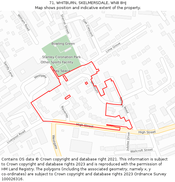 71, WHITBURN, SKELMERSDALE, WN8 8HJ: Location map and indicative extent of plot