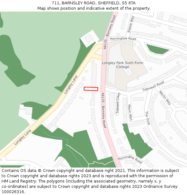 711, BARNSLEY ROAD, SHEFFIELD, S5 6TA: Location map and indicative extent of plot