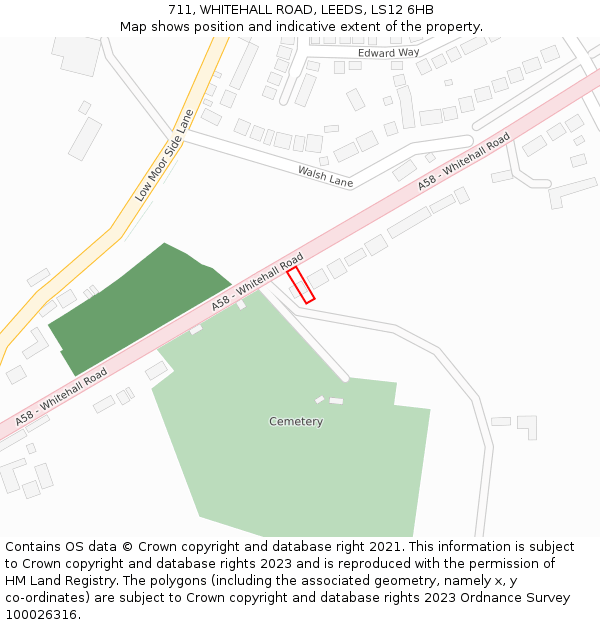 711, WHITEHALL ROAD, LEEDS, LS12 6HB: Location map and indicative extent of plot