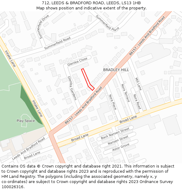 712, LEEDS & BRADFORD ROAD, LEEDS, LS13 1HB: Location map and indicative extent of plot