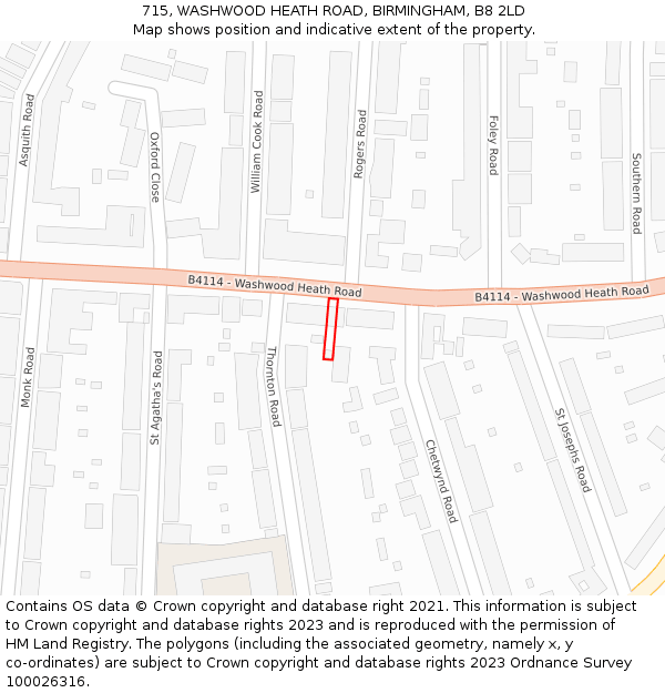 715, WASHWOOD HEATH ROAD, BIRMINGHAM, B8 2LD: Location map and indicative extent of plot