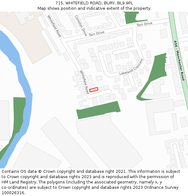 715, WHITEFIELD ROAD, BURY, BL9 9PL: Location map and indicative extent of plot
