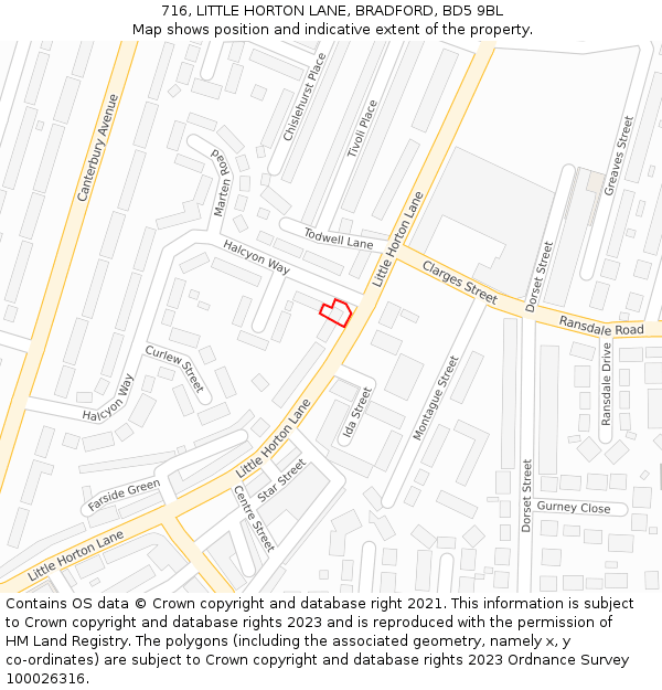 716, LITTLE HORTON LANE, BRADFORD, BD5 9BL: Location map and indicative extent of plot