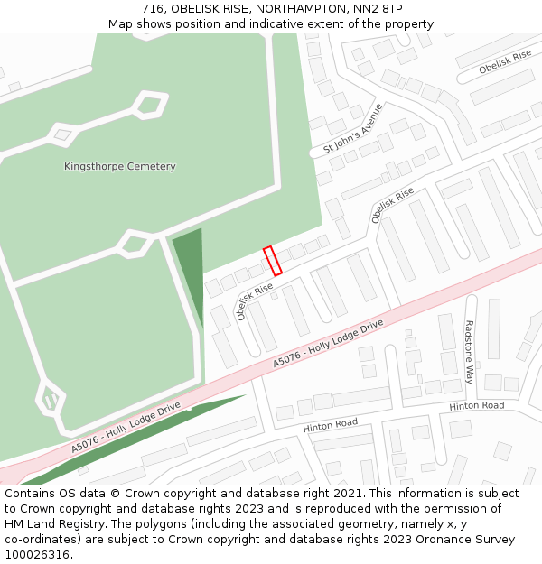 716, OBELISK RISE, NORTHAMPTON, NN2 8TP: Location map and indicative extent of plot