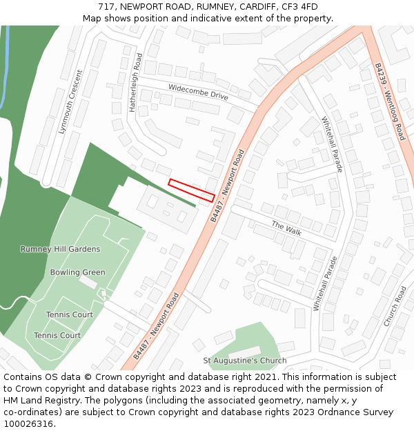 717, NEWPORT ROAD, RUMNEY, CARDIFF, CF3 4FD: Location map and indicative extent of plot