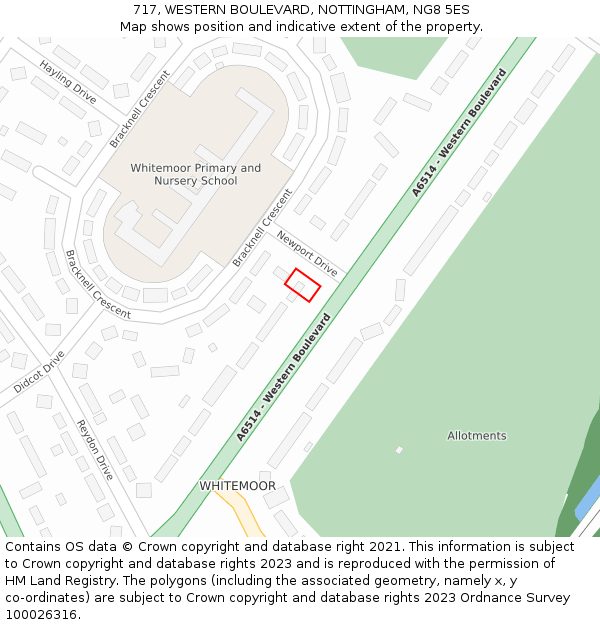 717, WESTERN BOULEVARD, NOTTINGHAM, NG8 5ES: Location map and indicative extent of plot