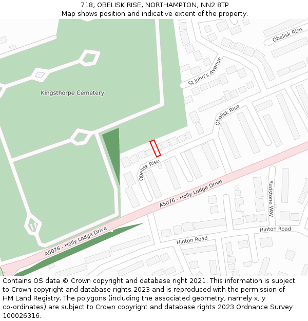 718, OBELISK RISE, NORTHAMPTON, NN2 8TP: Location map and indicative extent of plot