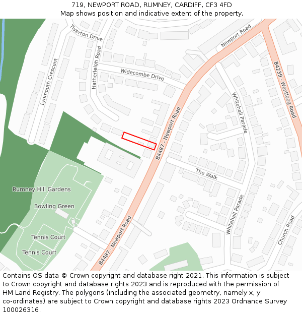 719, NEWPORT ROAD, RUMNEY, CARDIFF, CF3 4FD: Location map and indicative extent of plot