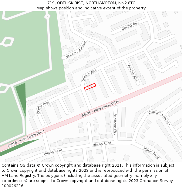 719, OBELISK RISE, NORTHAMPTON, NN2 8TG: Location map and indicative extent of plot