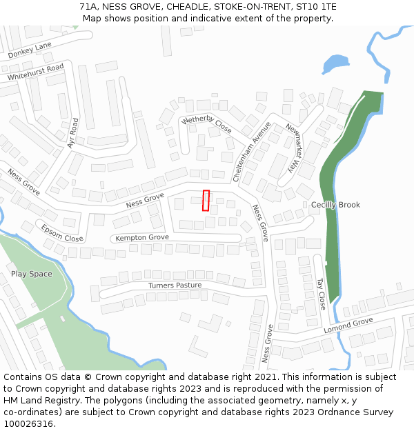 71A, NESS GROVE, CHEADLE, STOKE-ON-TRENT, ST10 1TE: Location map and indicative extent of plot