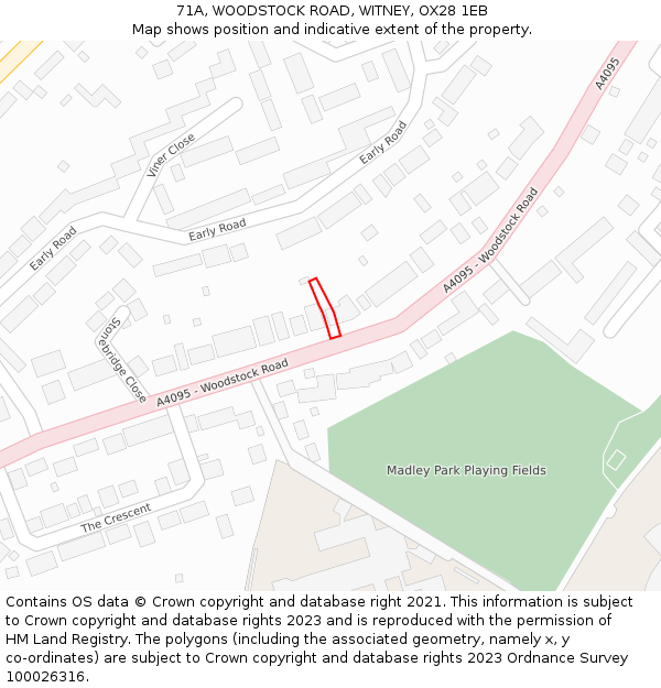 71A, WOODSTOCK ROAD, WITNEY, OX28 1EB: Location map and indicative extent of plot