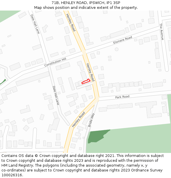 71B, HENLEY ROAD, IPSWICH, IP1 3SP: Location map and indicative extent of plot