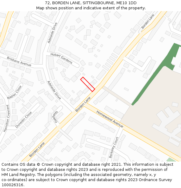 72, BORDEN LANE, SITTINGBOURNE, ME10 1DD: Location map and indicative extent of plot