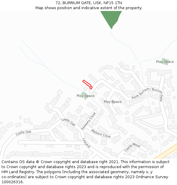 72, BURRIUM GATE, USK, NP15 1TN: Location map and indicative extent of plot