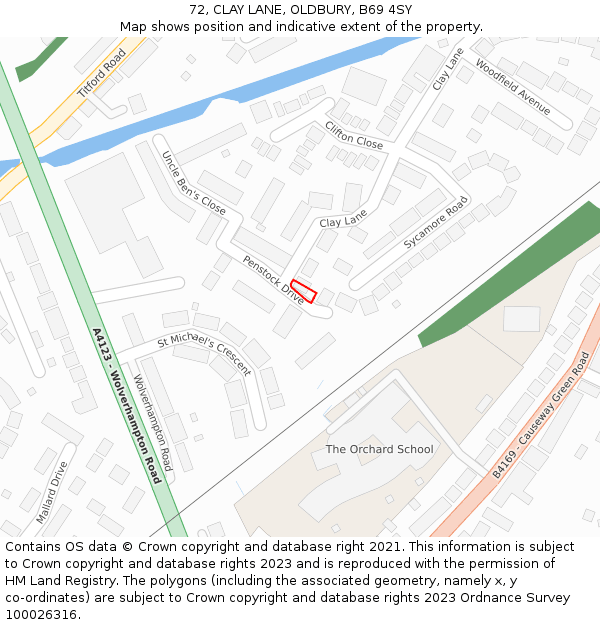 72, CLAY LANE, OLDBURY, B69 4SY: Location map and indicative extent of plot