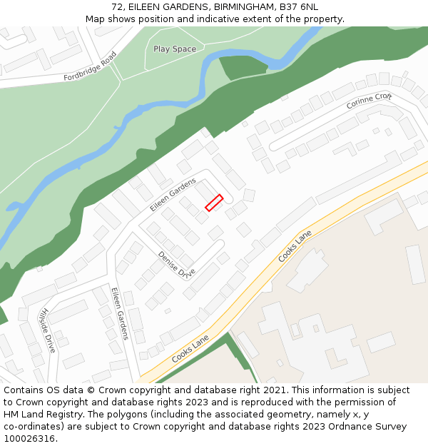 72, EILEEN GARDENS, BIRMINGHAM, B37 6NL: Location map and indicative extent of plot