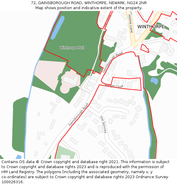 72, GAINSBOROUGH ROAD, WINTHORPE, NEWARK, NG24 2NR: Location map and indicative extent of plot