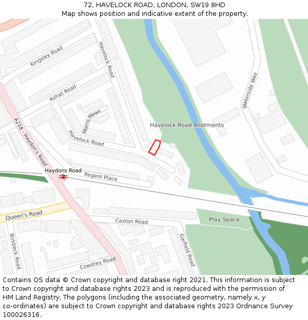 72, HAVELOCK ROAD, LONDON, SW19 8HD: Location map and indicative extent of plot