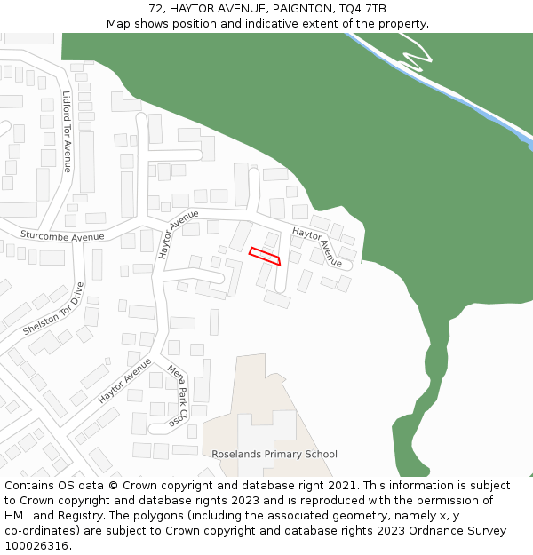 72, HAYTOR AVENUE, PAIGNTON, TQ4 7TB: Location map and indicative extent of plot