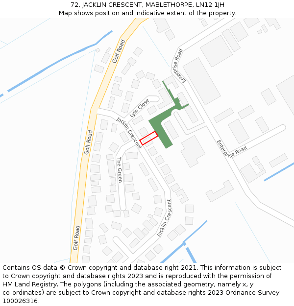 72, JACKLIN CRESCENT, MABLETHORPE, LN12 1JH: Location map and indicative extent of plot