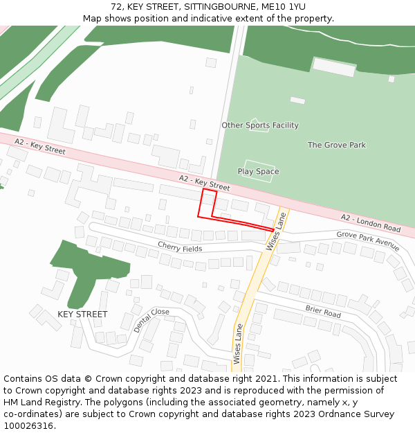 72, KEY STREET, SITTINGBOURNE, ME10 1YU: Location map and indicative extent of plot