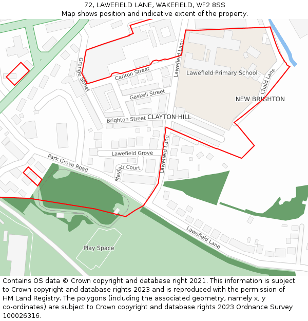 72, LAWEFIELD LANE, WAKEFIELD, WF2 8SS: Location map and indicative extent of plot