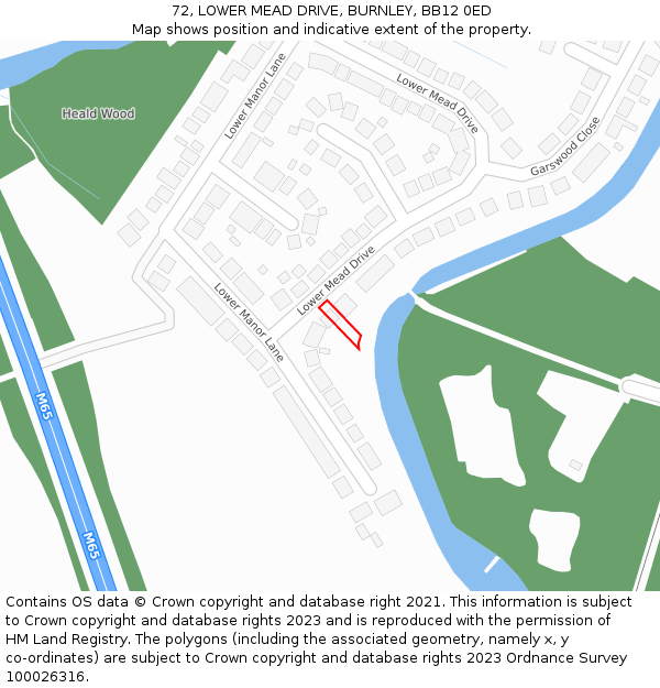 72, LOWER MEAD DRIVE, BURNLEY, BB12 0ED: Location map and indicative extent of plot