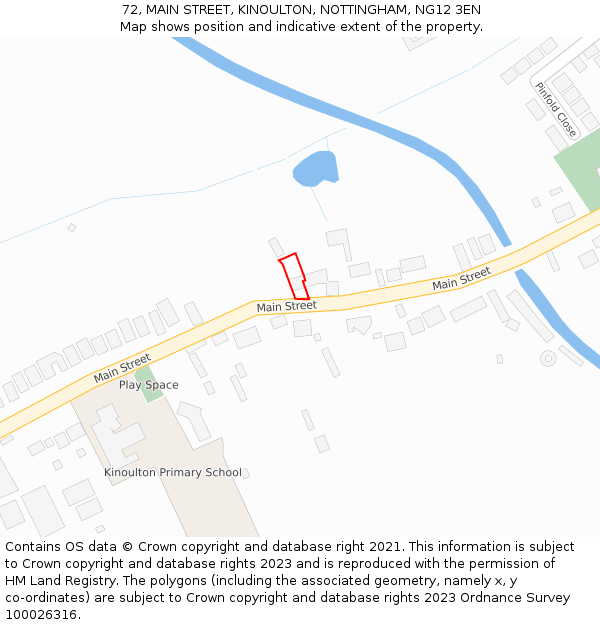 72, MAIN STREET, KINOULTON, NOTTINGHAM, NG12 3EN: Location map and indicative extent of plot